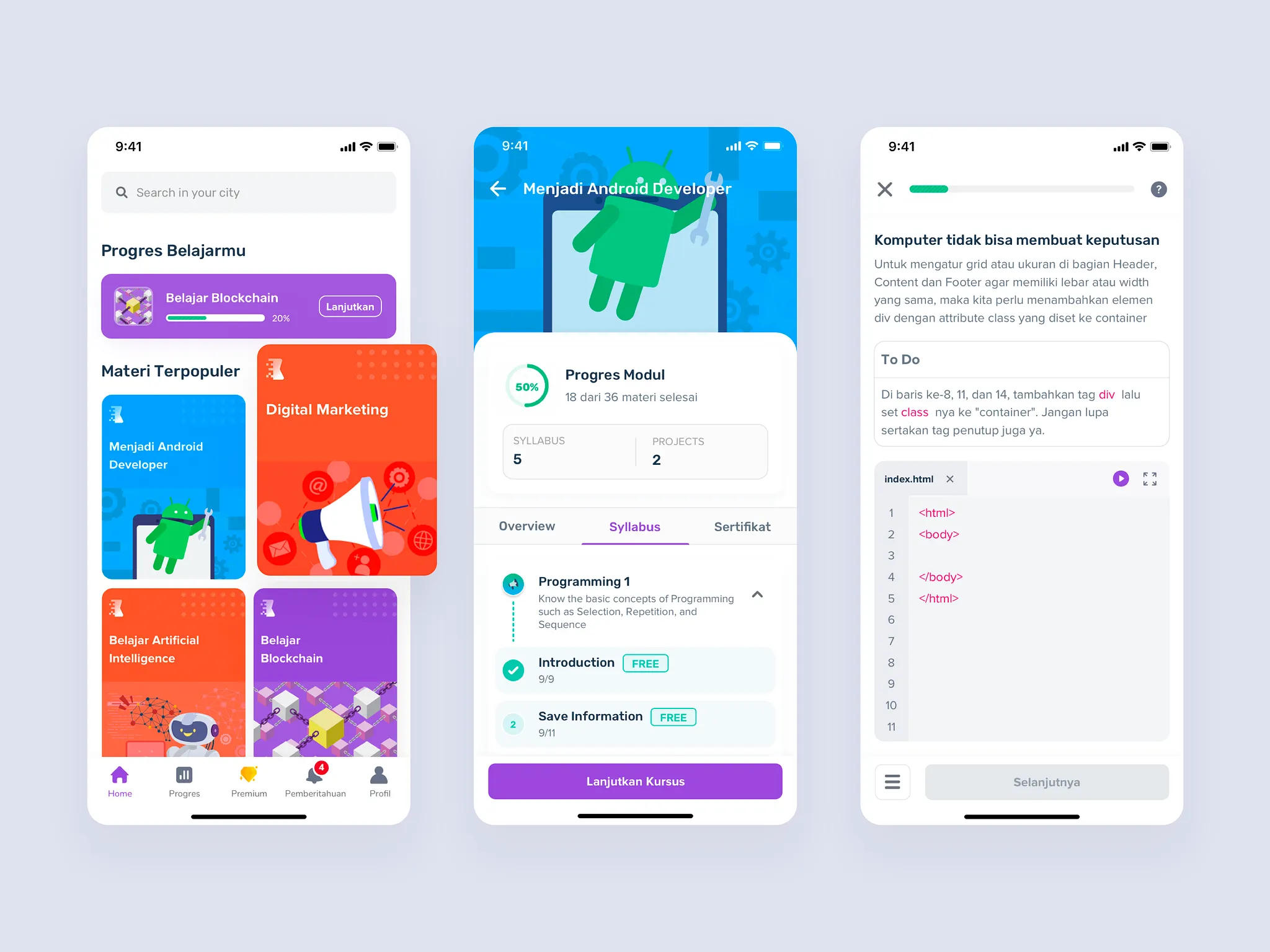 Freelance interface design by Adhe
